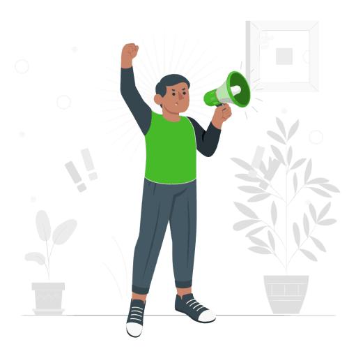 men with bullhorn